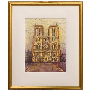 Schilderij/print 'Notre-Dame' aquarel en inktpentekening Gepersonaliseerd huwelijkscadeau & gratis handgeschreven WENSKAART!