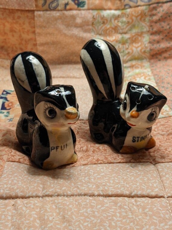 Vintage Pfui and Stinky Skunk Salt and Pepper Shakers Made in Etsy