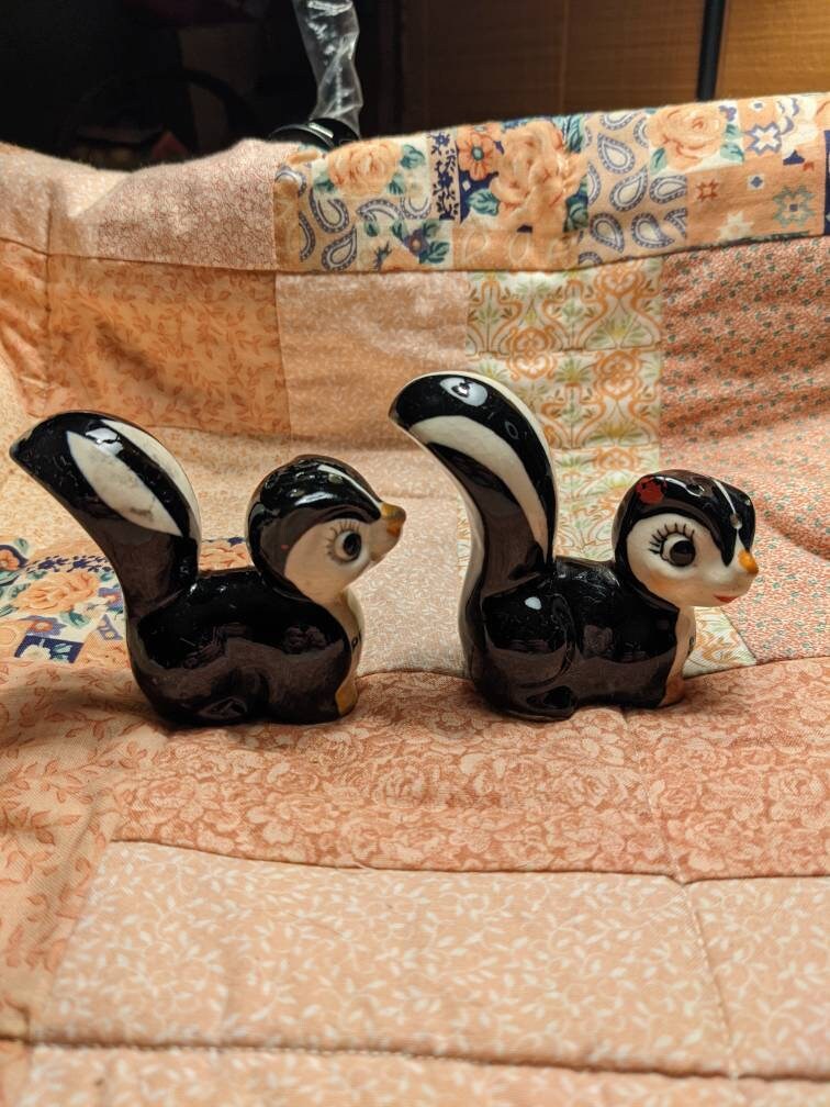 Vintage Pfui and Stinky Skunk Salt and Pepper Shakers Made in Etsy