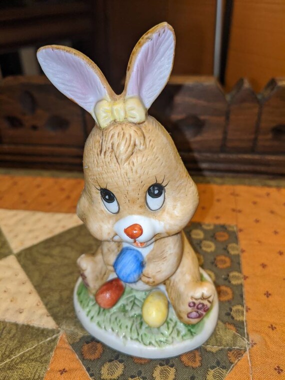 Vintage Russ Berrie Bunny Talk Easter Bunny Holding Eggs Etsy