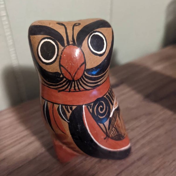 Mexico Folk Art Pottery Owl Figurine.