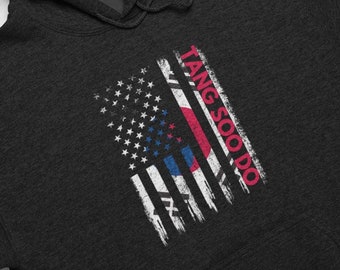 Vintage Tang Soo Do Hoodie, Karate Sweatshirt, Martial Arts Gifts, American Flag