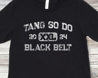 Custom Date Tang Soo Do Black Belt T-Shirt, personalisiertes Kampfkunst-T-Shirt, Karate-T-Shirt im Vintage-Stil, Geschenk für neue schwarze Gürtel