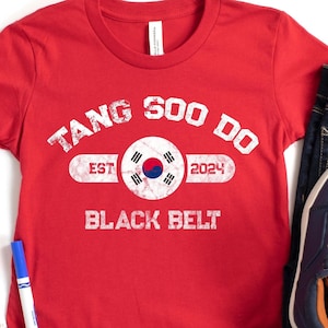 Kids Personalized Tang Soo Do Black Belt T-Shirt, Custom Date Martial Arts Tee for Children, Tang So Do Black Belt Gift zdjęcie 1