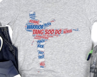 ang Soo Do Word Cloud T-Shirt for Boys - Martial Arts Graphic Tee,, Gift For Tang Soo Do Students