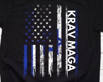 Krav Maga T-Shirt | Israeli Flag Shirt | American Flag T-shirt | Martial Arts Gift | Israeli Self Defense T-shirt