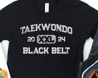 Kids Custom Date Taekwondo Black Belt T-Shirt, Personalized Martial Arts Tee for Children,Tang So Do Black Belt Gift