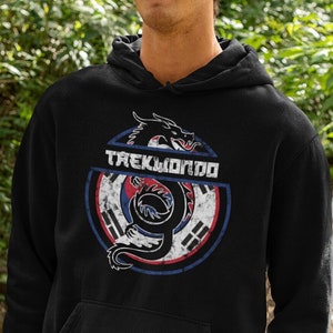 Taekwondo Hoodie for Karate Students,  Taekwon Do Sweatshirt, Martial Arts Black Belt Gift