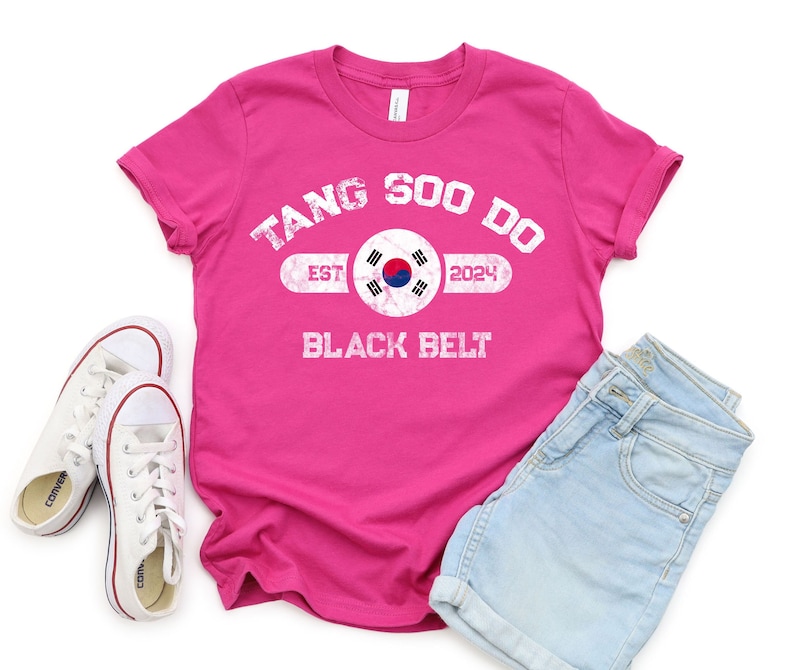 Kids Personalized Tang Soo Do Black Belt T-Shirt, Custom Date Martial Arts Tee for Children, Tang So Do Black Belt Gift zdjęcie 6