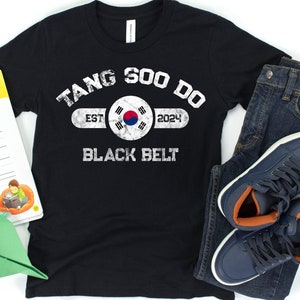 Kids Personalized Tang Soo Do Black Belt T-Shirt, Custom Date Martial Arts Tee for Children, Tang So Do Black Belt Gift zdjęcie 4