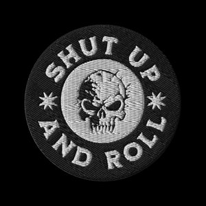 Authentic Vintage Style Jiu Jitsu Embroidered Patch: Shut Up And Roll - BJJ Patch - Jiu Jistu Gift, Skull Patch