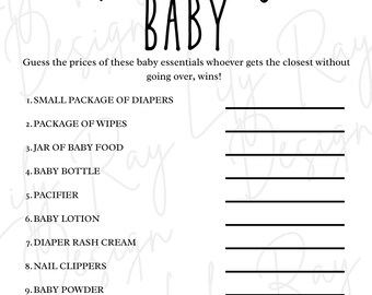Baby Shower Game | Baby the Price is Right | Printable | Digital Download | Boy | Girl