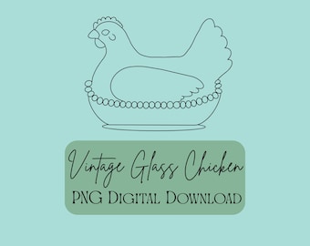Vintage Glass Chicken PNG Digital Download