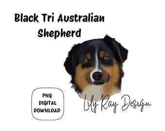 Australian Shepard | Black Tri | PNG | Digital Download