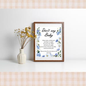 Wildflower Baby Shower Game Sign | Don't Say Baby (Printable Digital Download)