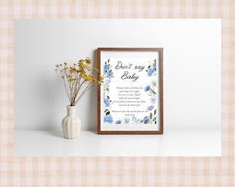 Wildflower Baby Shower Game Sign | Don't Say Baby (Printable Digital Download)