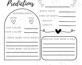 Baby Shower Prediction Game: Printable Cards & Sign (Boy or Girl Theme)