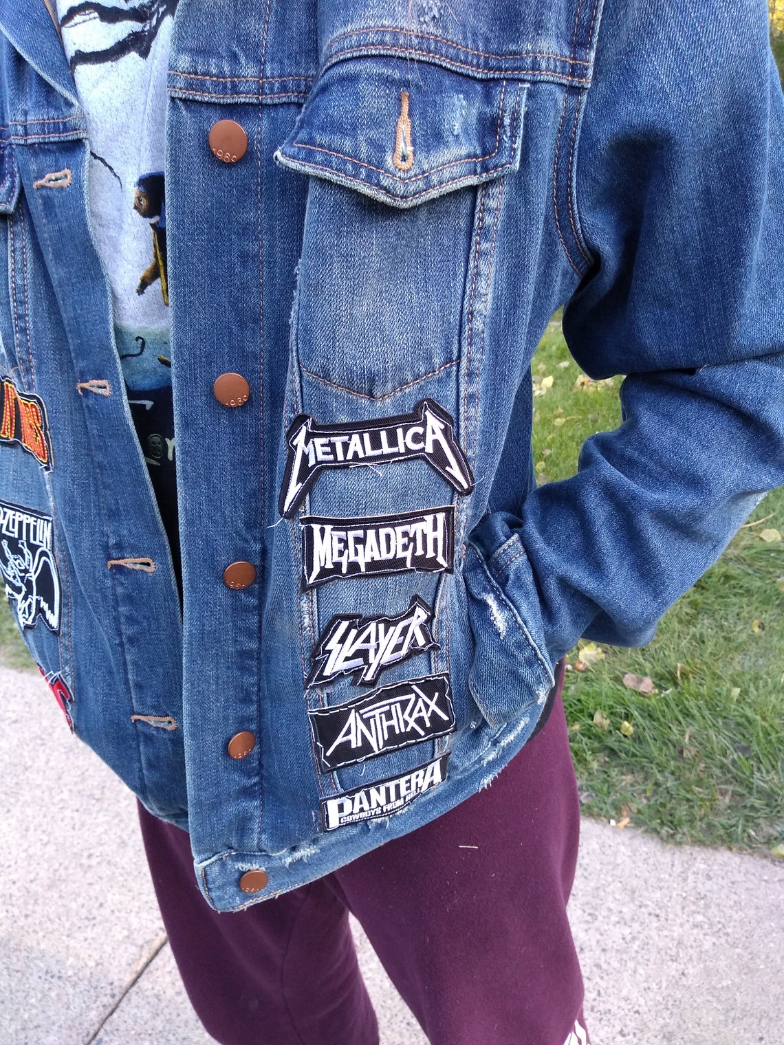 Heavy Metal Hard Rock Denim Jacket Size Large Womens with Rock Etsy