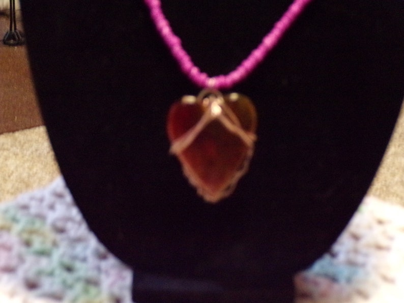 Red Hearts and Pink wood bead stones Valentines Day