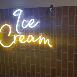 Ice Cream ight up sign neon sign custom neon sign last name sign bon appetit sign led sign flower wall with neon sign neon sign for room