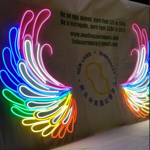 Wings light up sign neon sign custom neon sign last name sign bon appetit sign led sign flower wall with neon sign neon sign for room