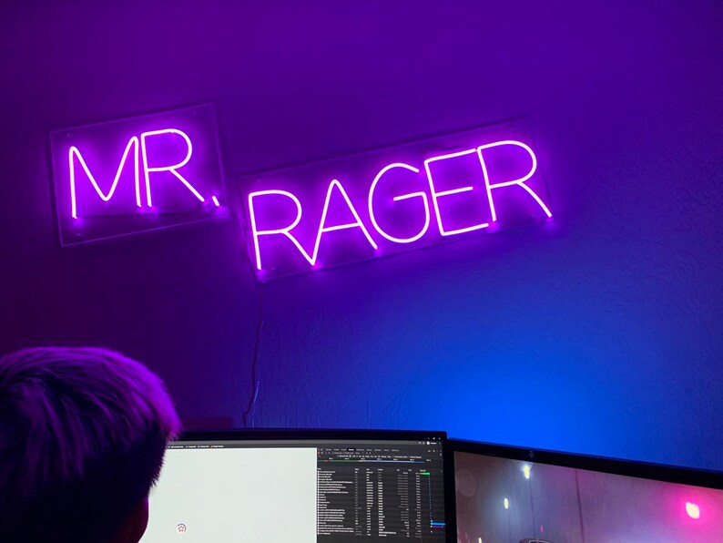 Computer Rager Mr. Rager Light up Sign Neon Sign Custom Neon Sign Last Name Sign Bon ...