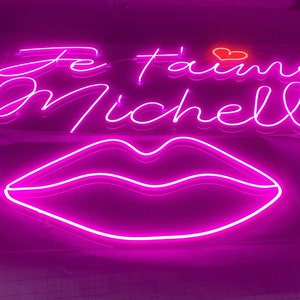 Je Taime Michelle wedding sign rental engagement sign wedding decor rental  neon sign happy birthday sign led bar sign neon sign for room