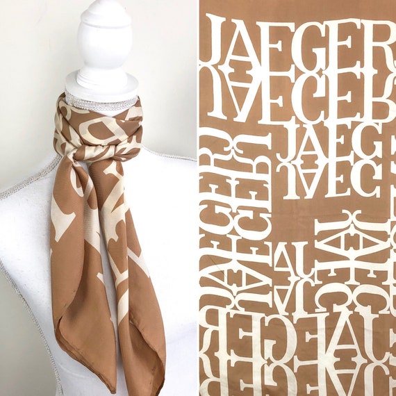 Vintage Jaeger Silk Scarf, Square Silk Scarf, Vint