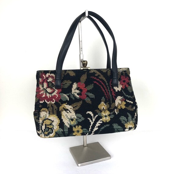 Vintage Needlepoint Tapestry Handbag, Tapestry Sat