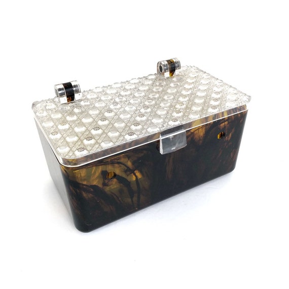 Vintage Lucite Purse, Tortoise Lucite Handbag, Tor