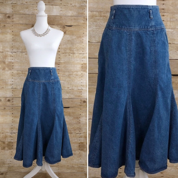 Vintage Lizwear Denim Skirt, Denim Maxi Skirt, Boh