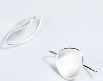 Sterling Silver Pebble Shell Earrings - Contemporary Hand Forged Earrings