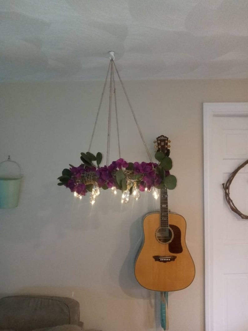 Custom Unique Chandelier, Rustic Grapevine Chandelier, Floral Wedding Chandelier, Battery Operated Chandelier, Garden Party Chandelier image 1