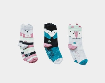 Arctic Animals V2.0, Organic Toddler Socks, Organic Cotton, Seamless Socks, Grip Socks, with Grips, Kids Socks, Birthday Gift