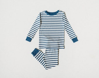 Organic cotton kids pyjamas in 'Sailor Stripes', snug fitting, striped pyjamas, classic, boys pyjamas, girls pyjamas, kids gift