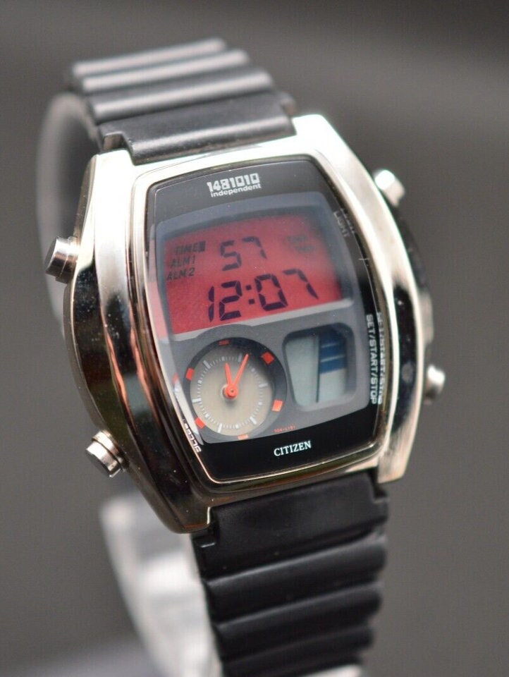Citizen Independent 1481010 Vintage Digi Ana Red Tone LCD Dial