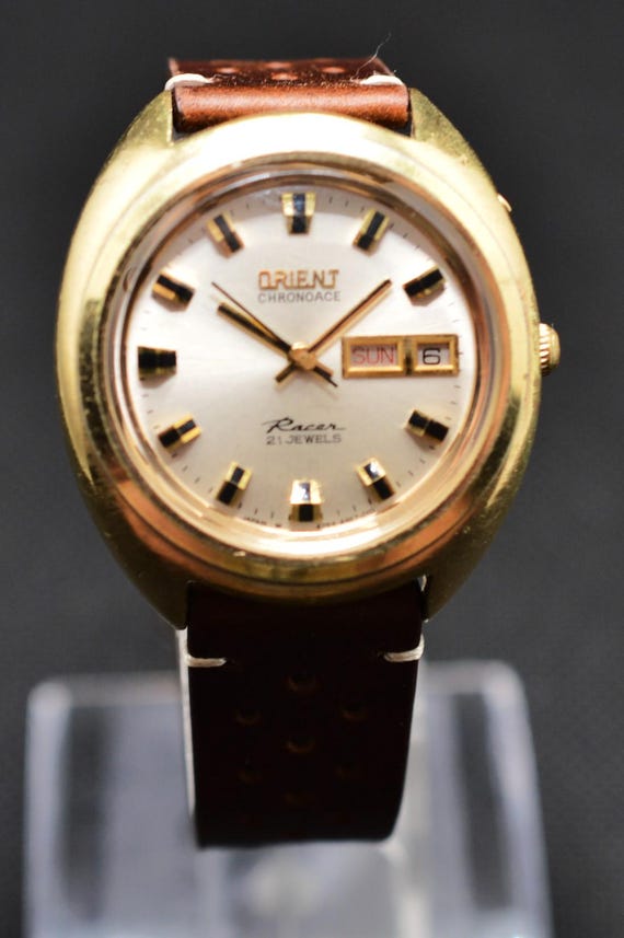 【稼働】ORIENT CHRONOACE RACER 自動巻き 腕時計 S378 Orient Chrono Ace Racer Rare Gold Late 60s Vintage Watch From