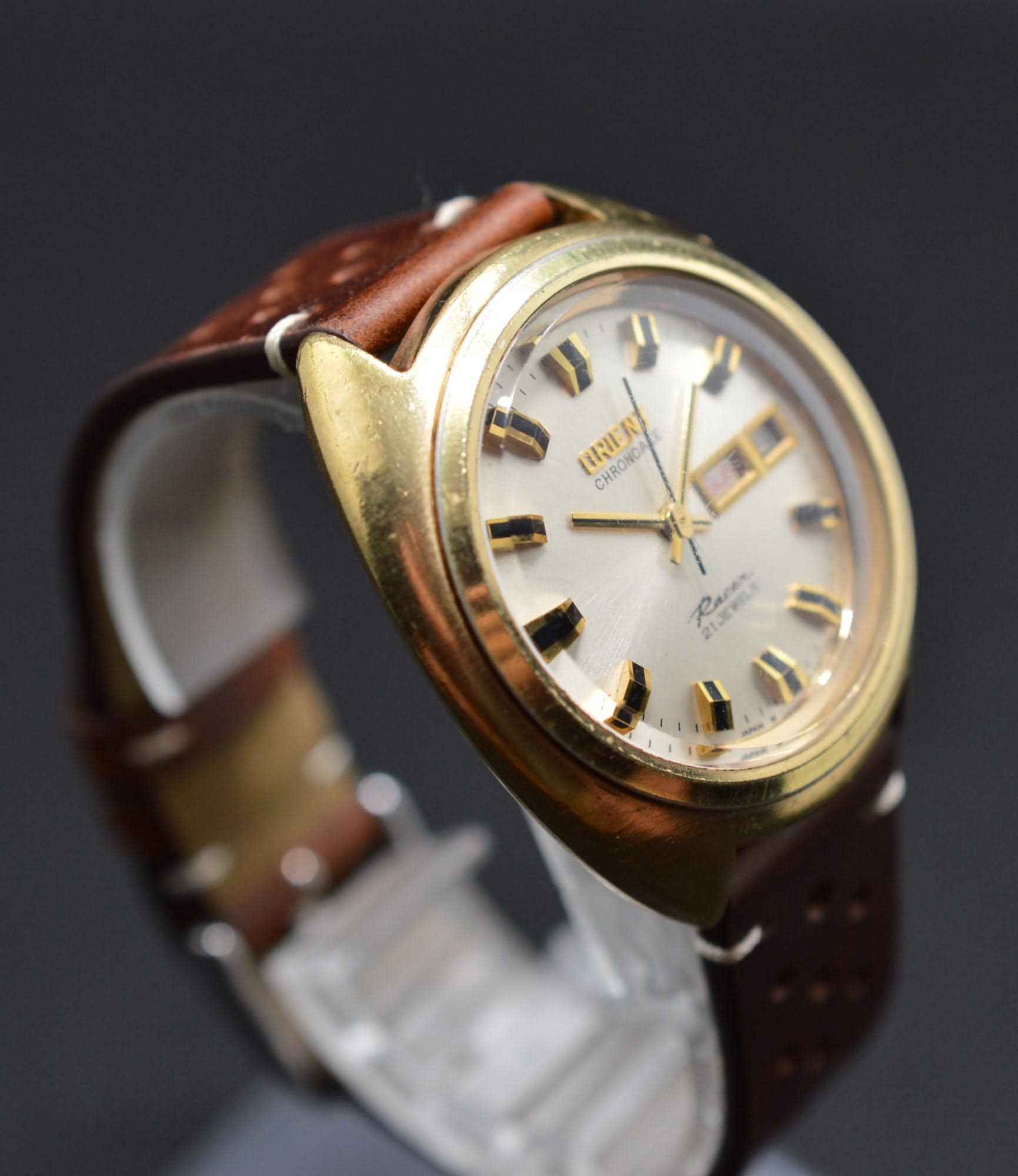 Orient Chrono Ace Racer Rare Gold Late 60s Vintage Watch From
