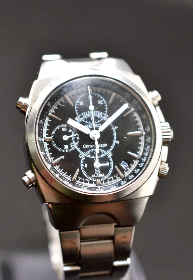 Seiko SUS Military Telemeter Black Alarm Chronograph 7T52 9000