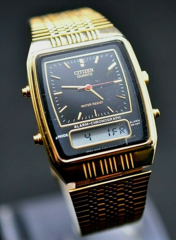 Vintage Citizen Ana Digi C480 Gold Two-Tone Dial alarm