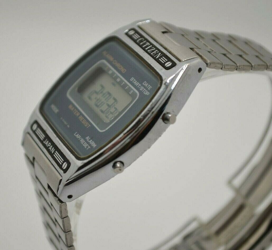 Citizen Alarm Chronograph Vintage 80s Digital Watch From