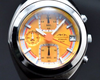 Vintage Seiko ALBA AKA Chronograph Orange Three Dial from Japan