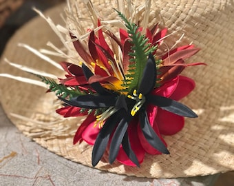 Rote Plumeria Tahitian Hula Haarspange Haarteil - Real Touch Plumeria