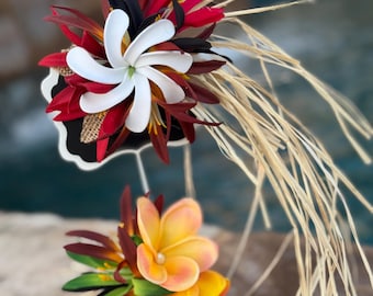 Einzelstück weiße Tiare Tahiti Hula Haarspange Haarteil - Foam Tiare - SIEHE Rückseite BESTELLHINWEIS