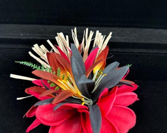 Spinka do włosów Red Plumeria Tahitian Hula - Real Touch Plumeria