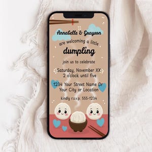 Animated Dumpling Baby Shower Video Invitation  | Boy Invite Digital Canva Template