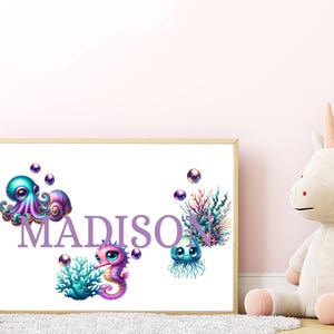 Custom Name Under the Sea Baby Nursery Art