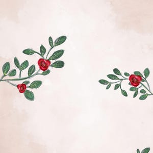 The back portion of the invitation features the same vintage style background and red roses.