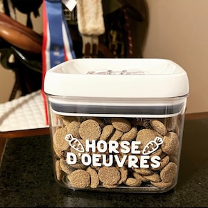 Horse Treat Container - Hors D’oeuvre, Equestrian Gift, Tack Room, Horse Treat, Treat Storage, Hunter Jumper, Equestrian Decor, South Horse,