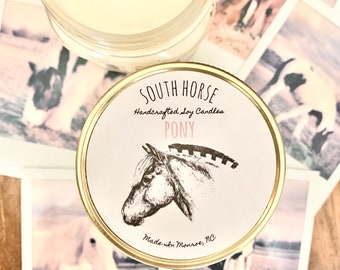 Pony Candle - Fruity Sweet Sugary Scent, Equestrian Gifts, Horse Candle, Farmhouse Decor, Handmade, Mason Jar, Soy Wax, South Horse